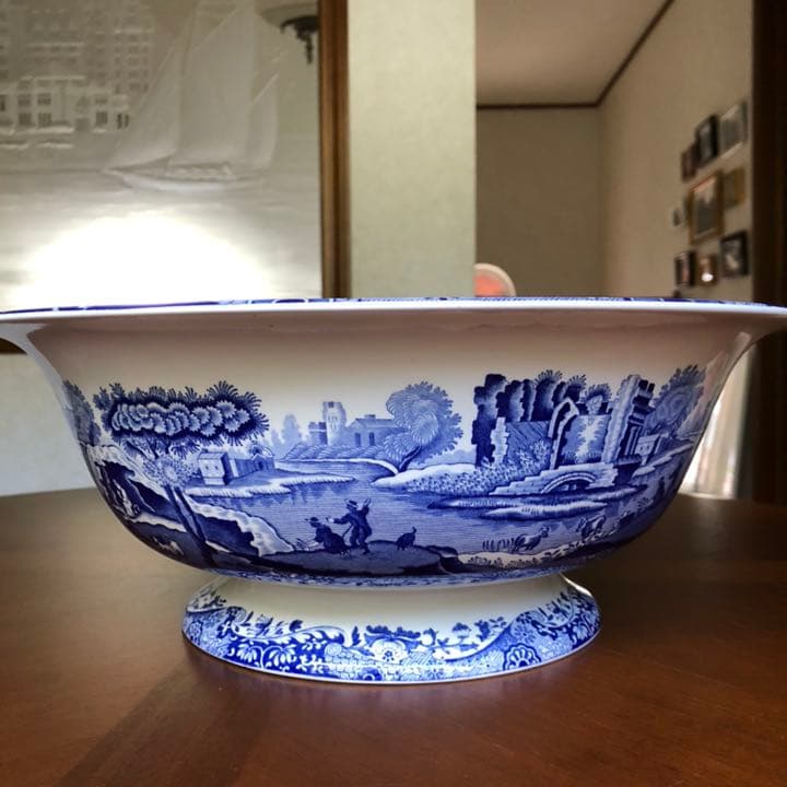 【希少品】英国製スポード ★ブルーイタリアン★超ラージコンポート