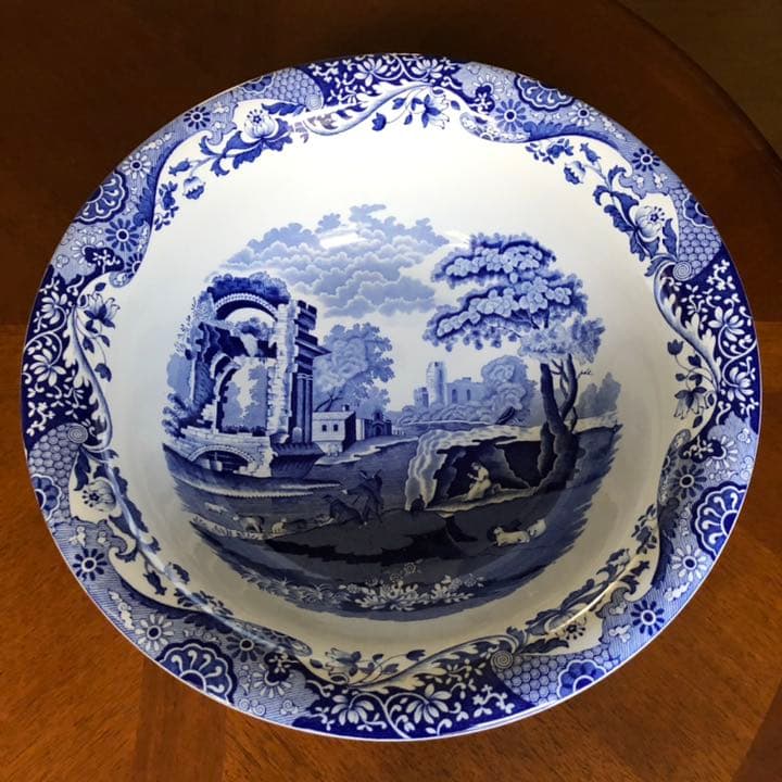 【希少品】英国製スポード ★ブルーイタリアン★超ラージコンポート