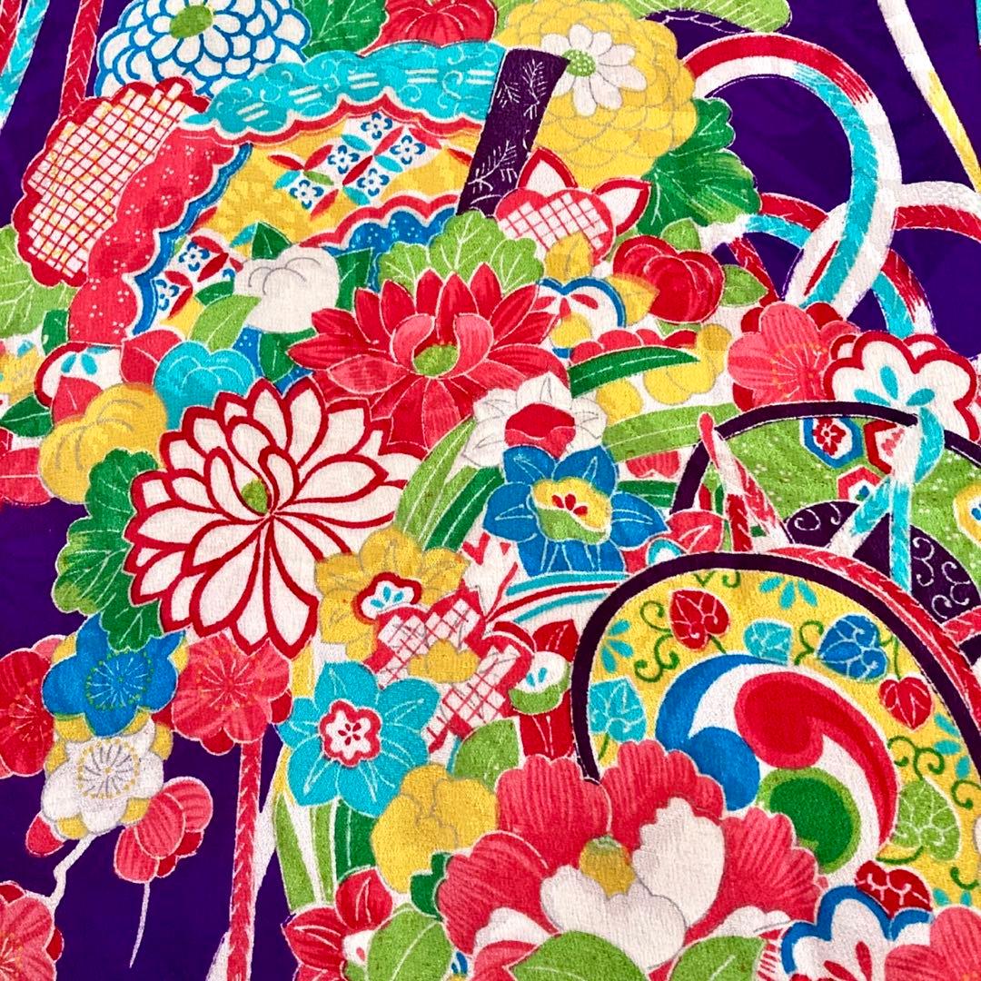 紫色 アンティーク着物 ジュニア 十三詣り NO260