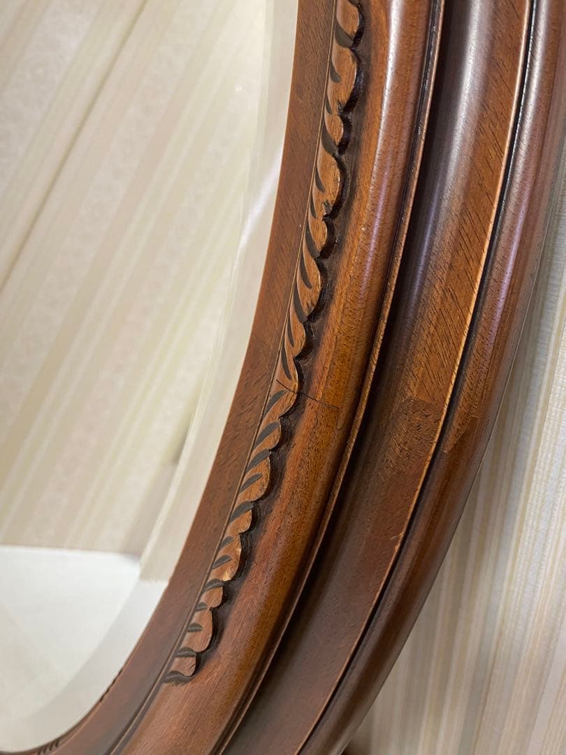 高さ88/希少/彫刻/大型ウォールミラー/楕円/木枠/ビンテージ/アンティーク