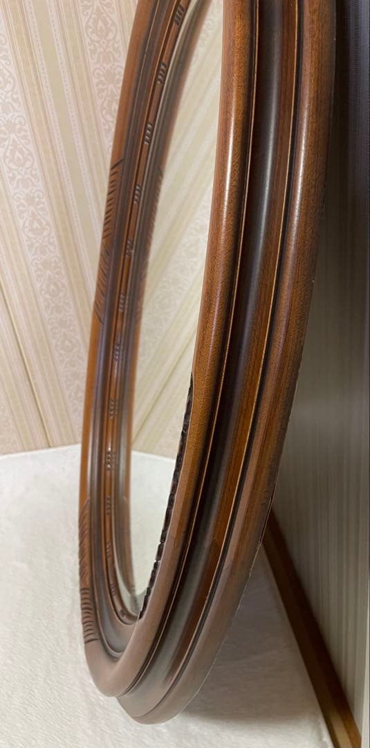 高さ88/希少/彫刻/大型ウォールミラー/楕円/木枠/ビンテージ/アンティーク