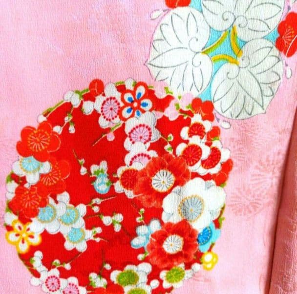 七五三　３歳　女の子　アンティーク　着物　正絹　ひな祭り　女児　三才　お正月