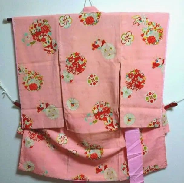 七五三　３歳　女の子　アンティーク　着物　正絹　ひな祭り　女児　三才　お正月