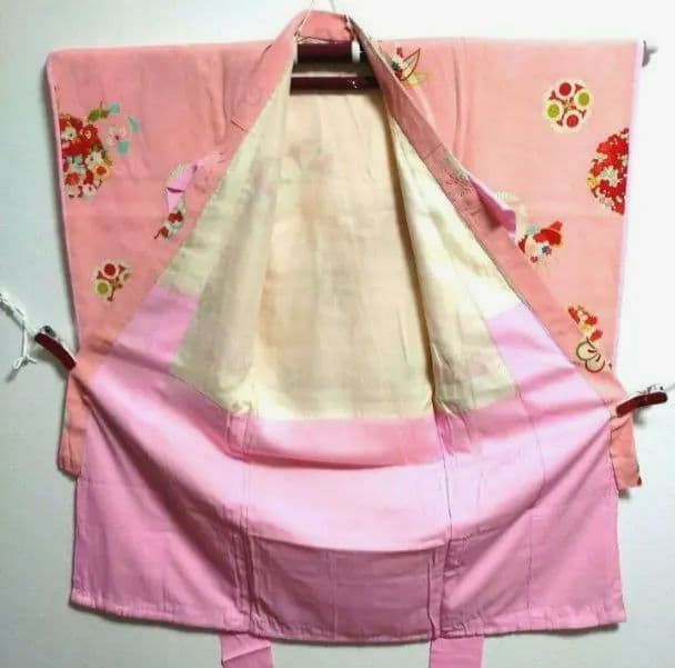 七五三　３歳　女の子　アンティーク　着物　正絹　ひな祭り　女児　三才　お正月