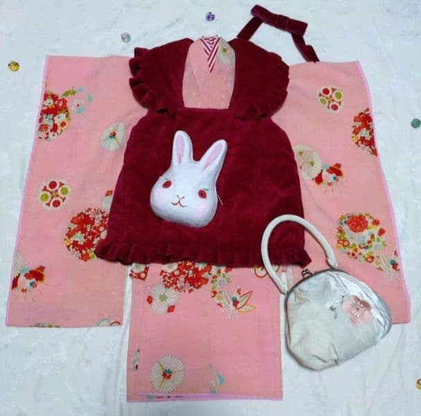 七五三　３歳　女の子　アンティーク　着物　正絹　ひな祭り　女児　三才　お正月