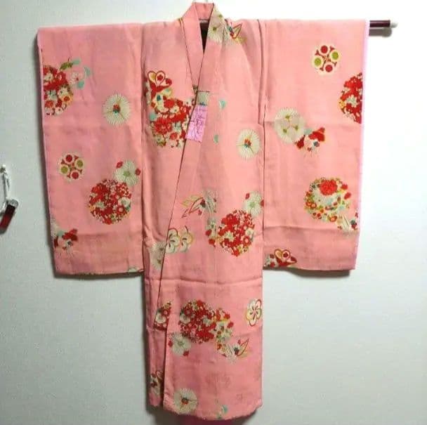 七五三　３歳　女の子　アンティーク　着物　正絹　ひな祭り　女児　三才　お正月