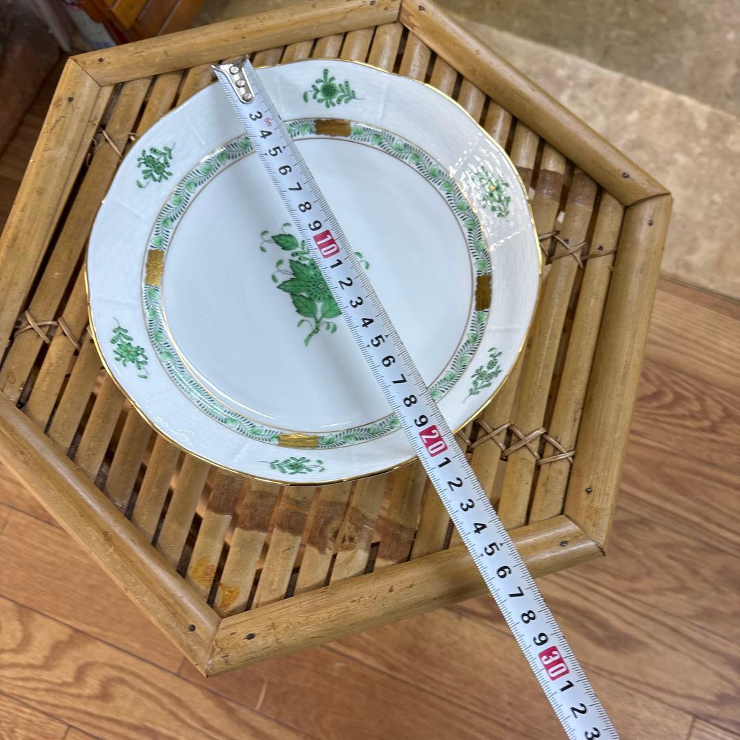 【極美品】ヘレンド アポニーグリーン 19cm プレート 箱・カード付