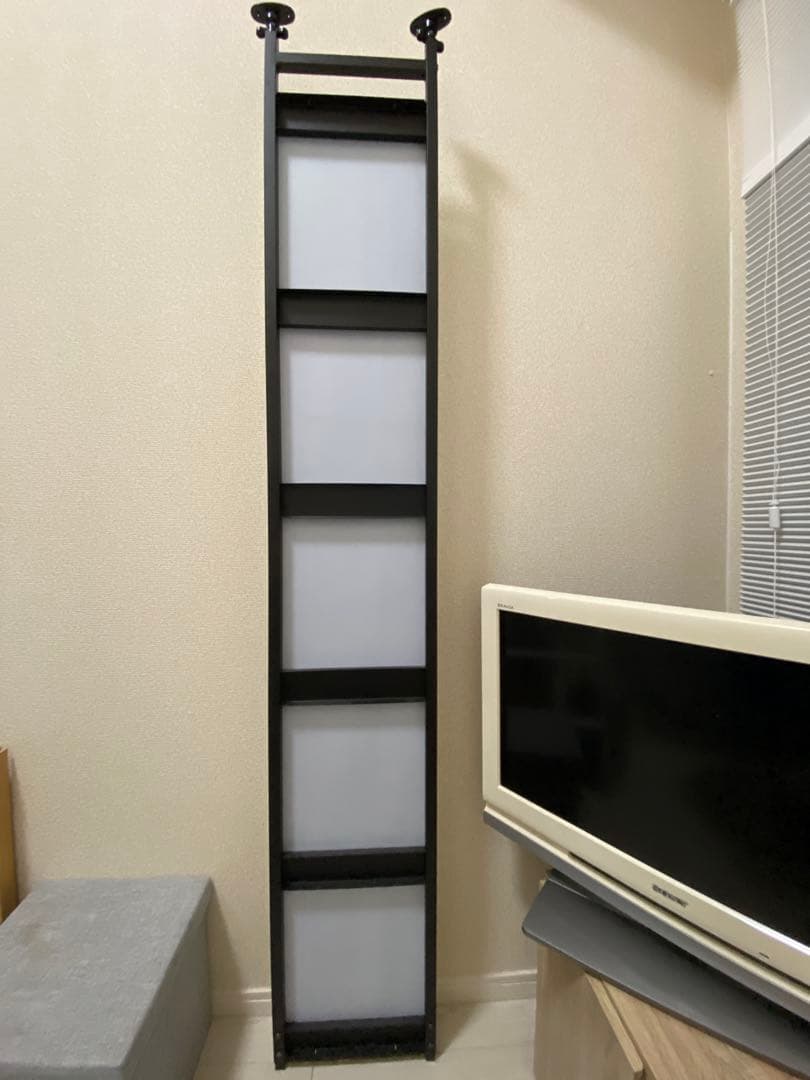 ロウヤ 姿見 突っ張りミラー 幅30 ブラック 省スペース