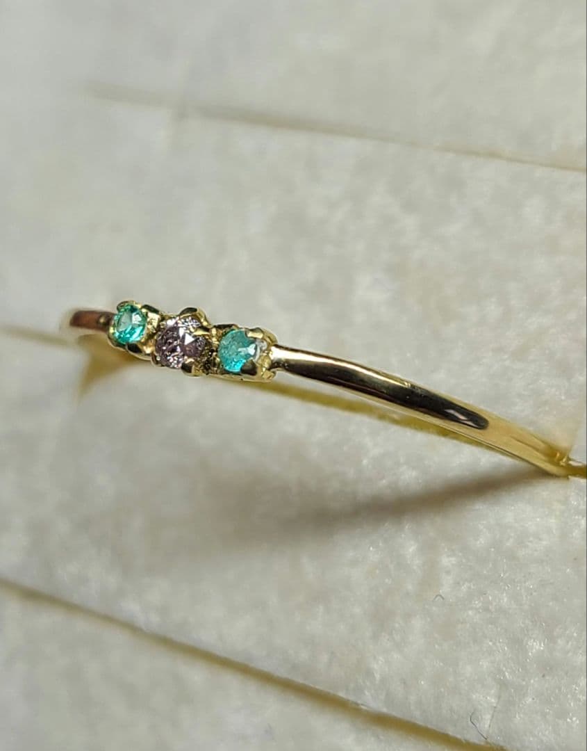 限定1本★アーガイルピンクダイヤモンドバターリャパライバトルマリン18金リング★