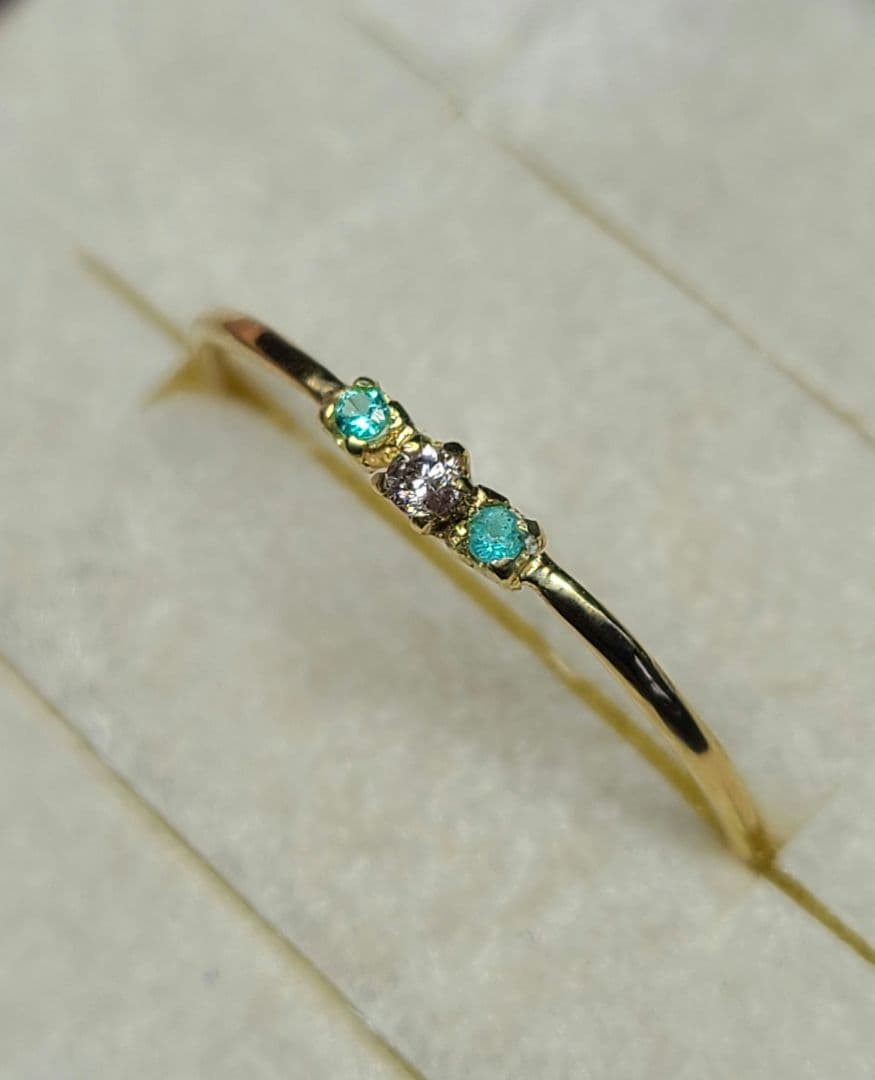 限定1本★アーガイルピンクダイヤモンドバターリャパライバトルマリン18金リング★