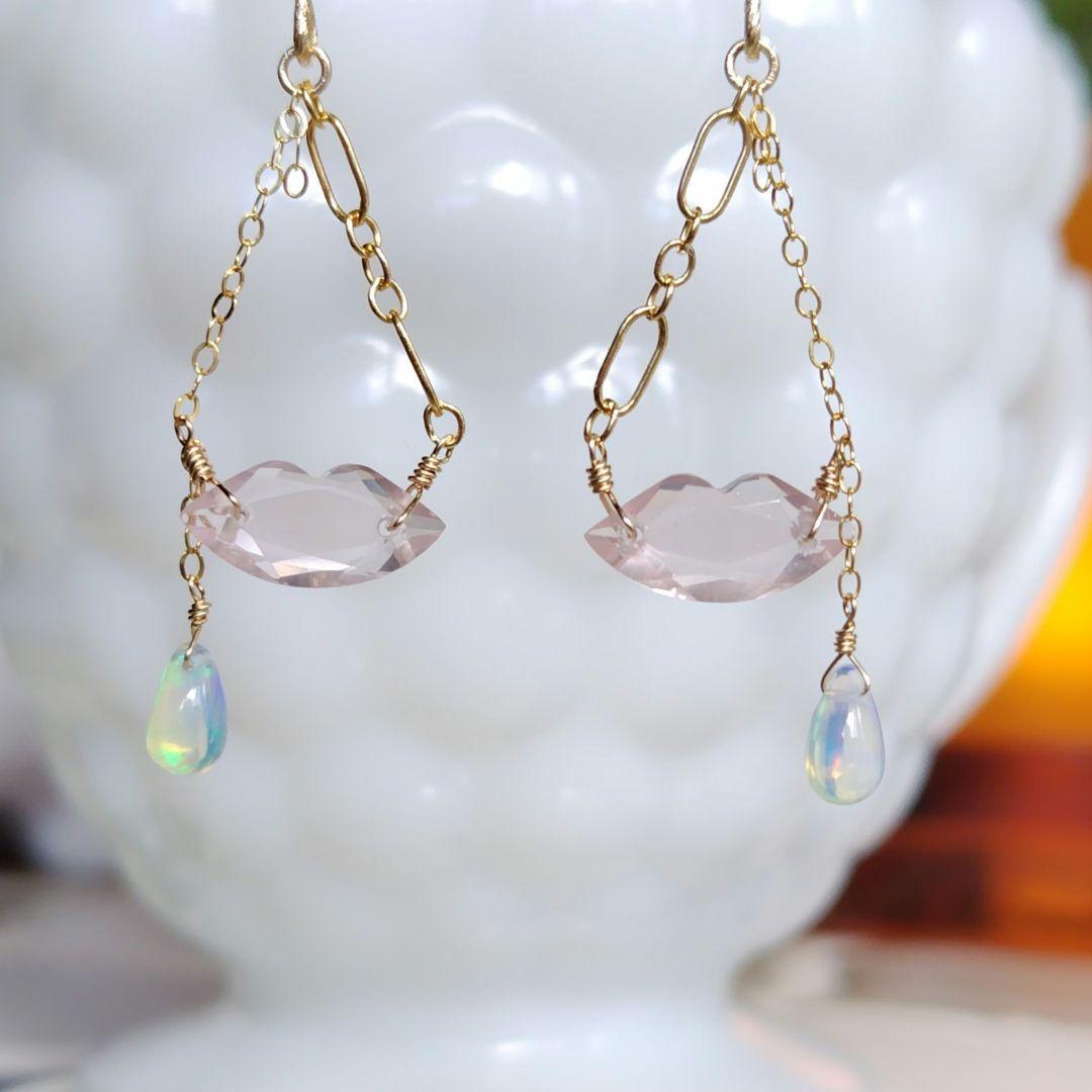 １4Kgf美しい天然石ピアス　 春の新色リップ(^^)