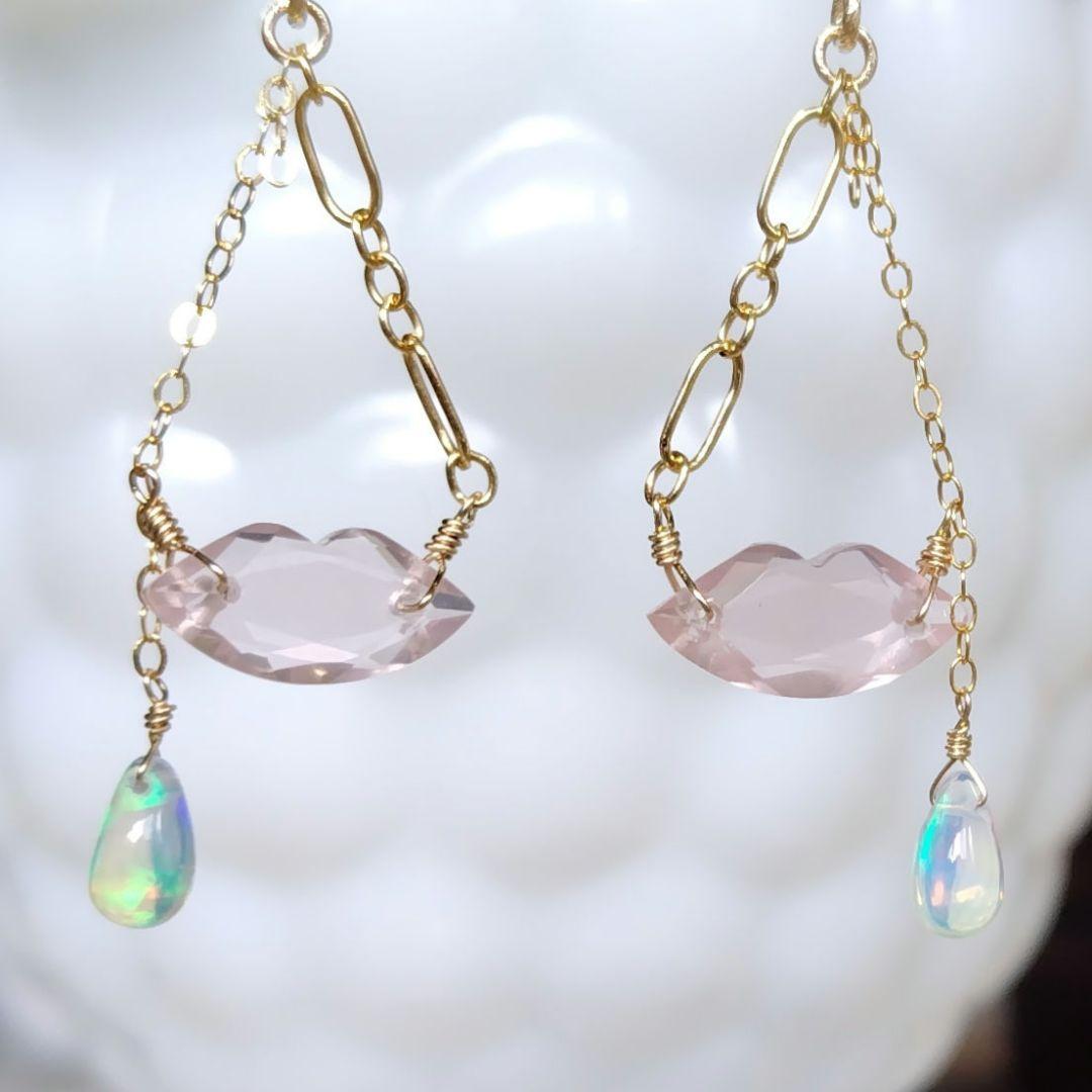 １4Kgf美しい天然石ピアス　 春の新色リップ(^^)