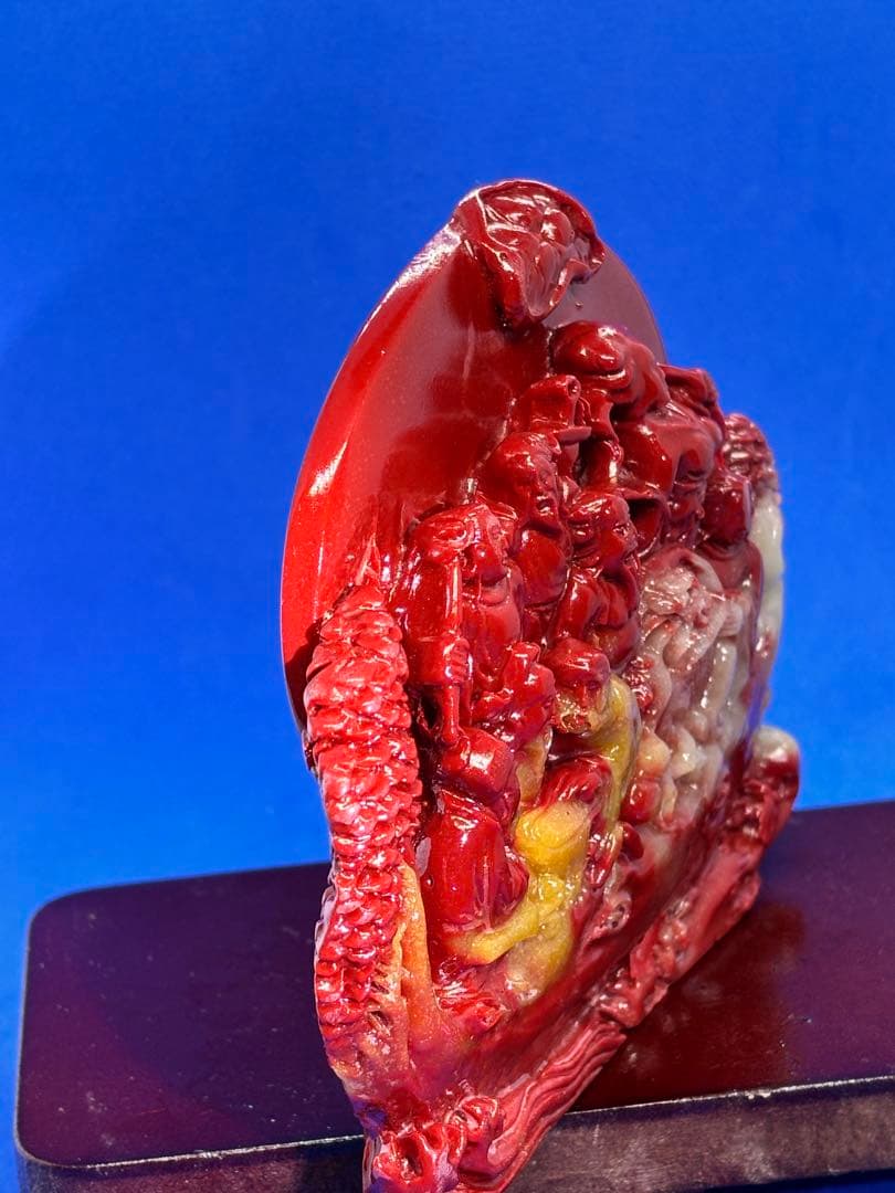 極美品 寿山石荔枝凍 八仙過海 精雕摆件約13×11×3cm370g 5895