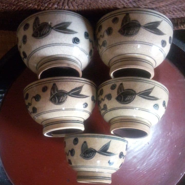 5客　鉄砂　中国トンボ　とんぼ　金魚　　アンティーク　骨董