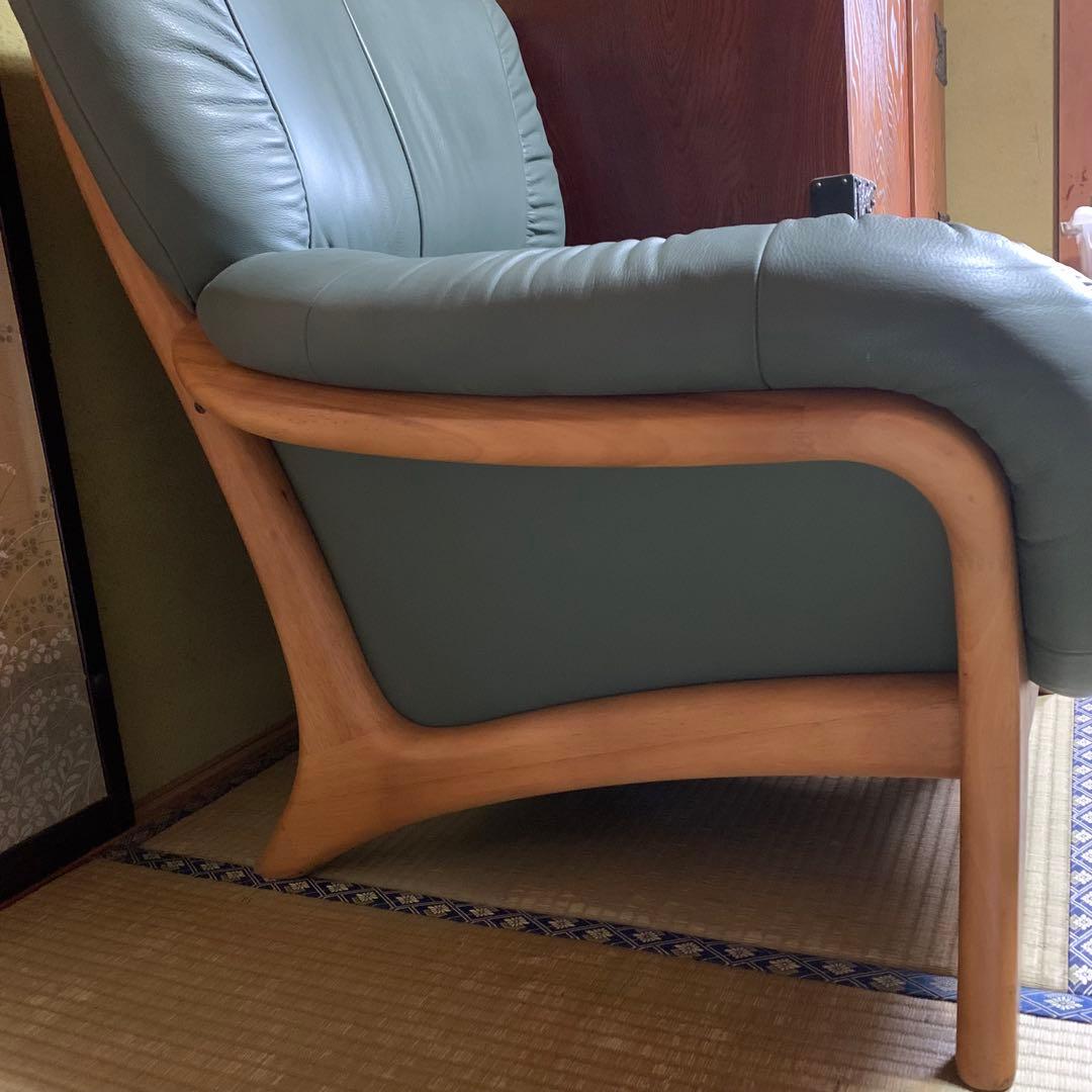 カリモク チターノ シングルソファ オットマン 本革 ハイバック