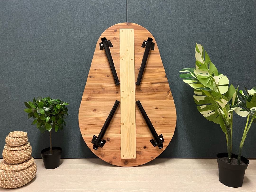 【送料無料】 ローテーブル だるま形 90cm 60cm 杉 折りたたみ脚