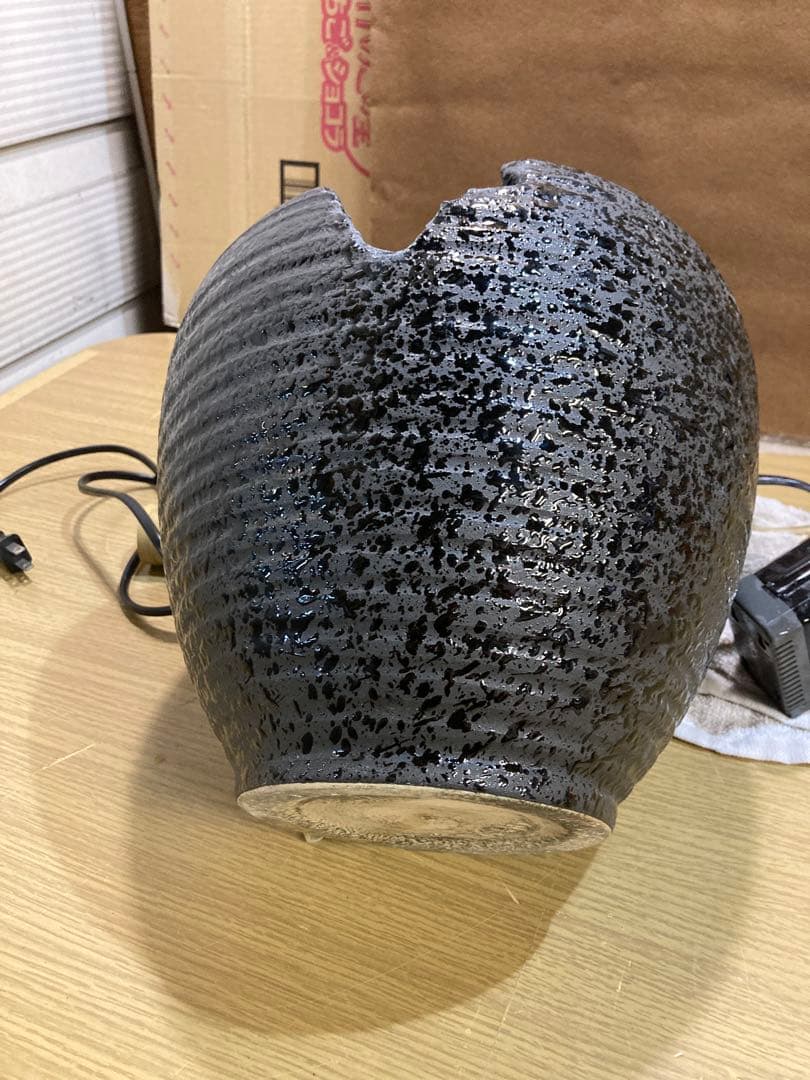 ユ*ル様 信楽焼 電動つくばい 陶器 蹲 鹿威し 水鉢 室内　和風 陶器 幅約2