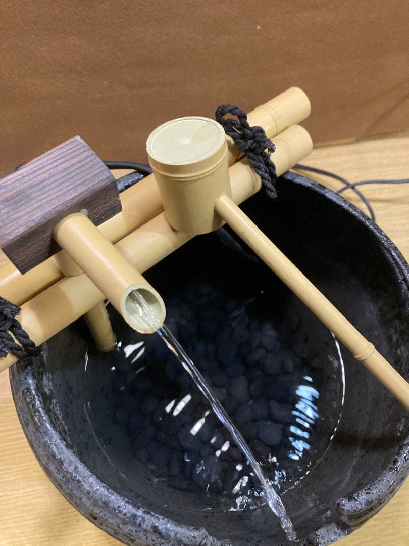 ユ*ル様 信楽焼 電動つくばい 陶器 蹲 鹿威し 水鉢 室内　和風 陶器 幅約2