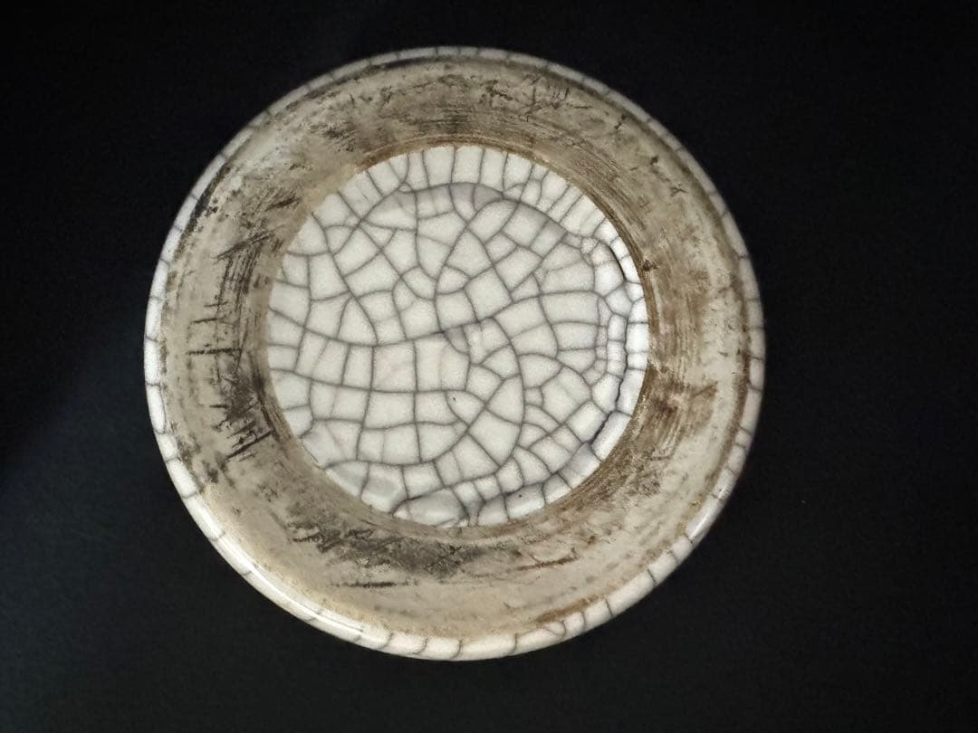 中国骨董　清　哥窯陶硯　暖硯　陶硯　書道具　唐物　中国古玩　希少美品(N-11)