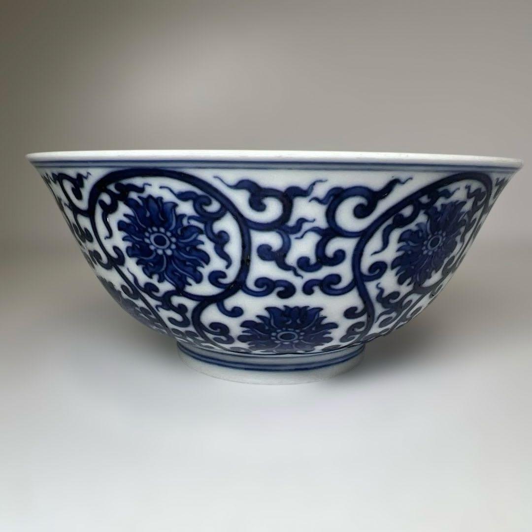 中国清時代　青花　唐草鉢　口径15cm 東K8-0202⑥ トヒオ