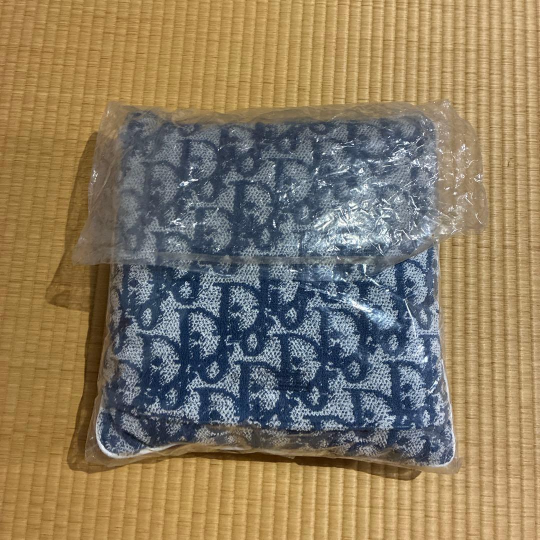 新品未使用 Diorディオール クッションカバートロッター柄ネイビー タオル生地