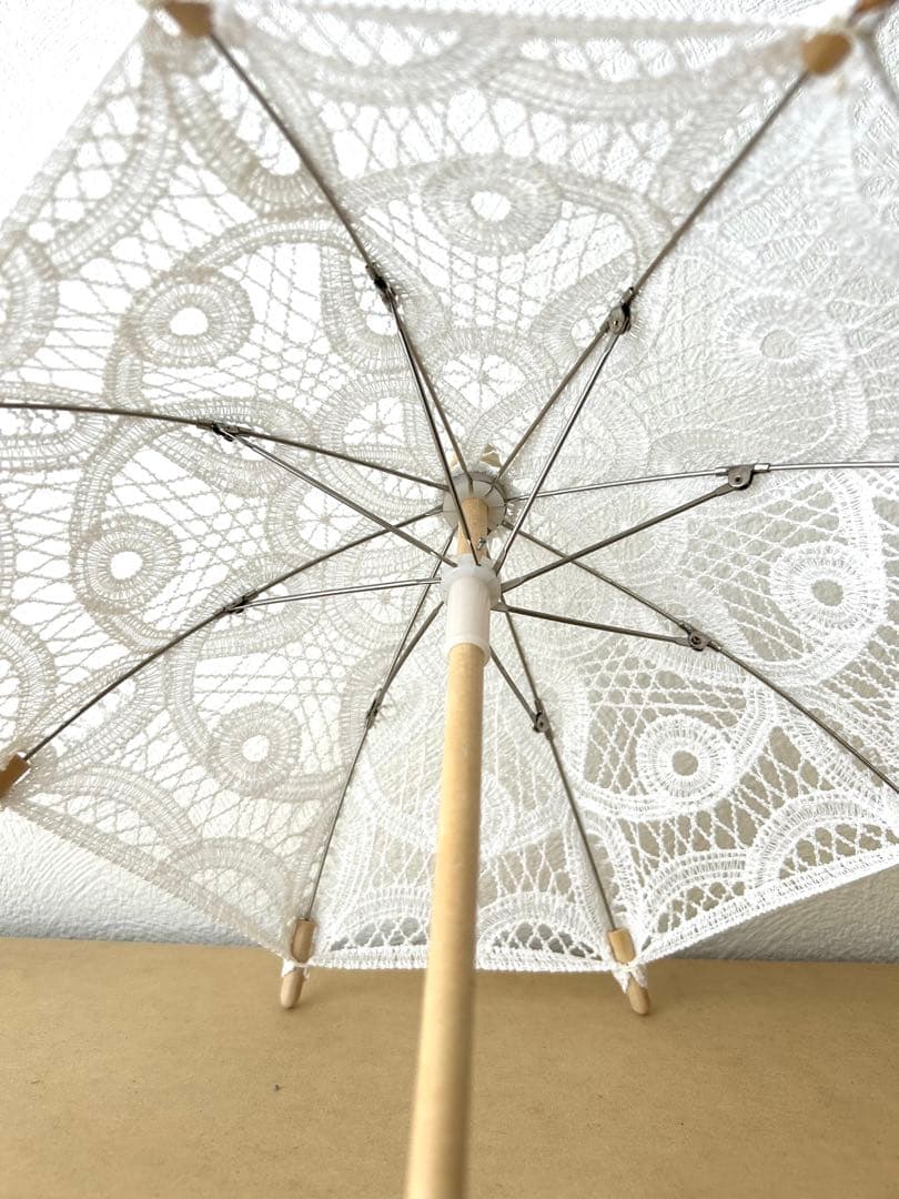 ホワイトレースのアンブレラ傘のオブジェレース傘☆白レース