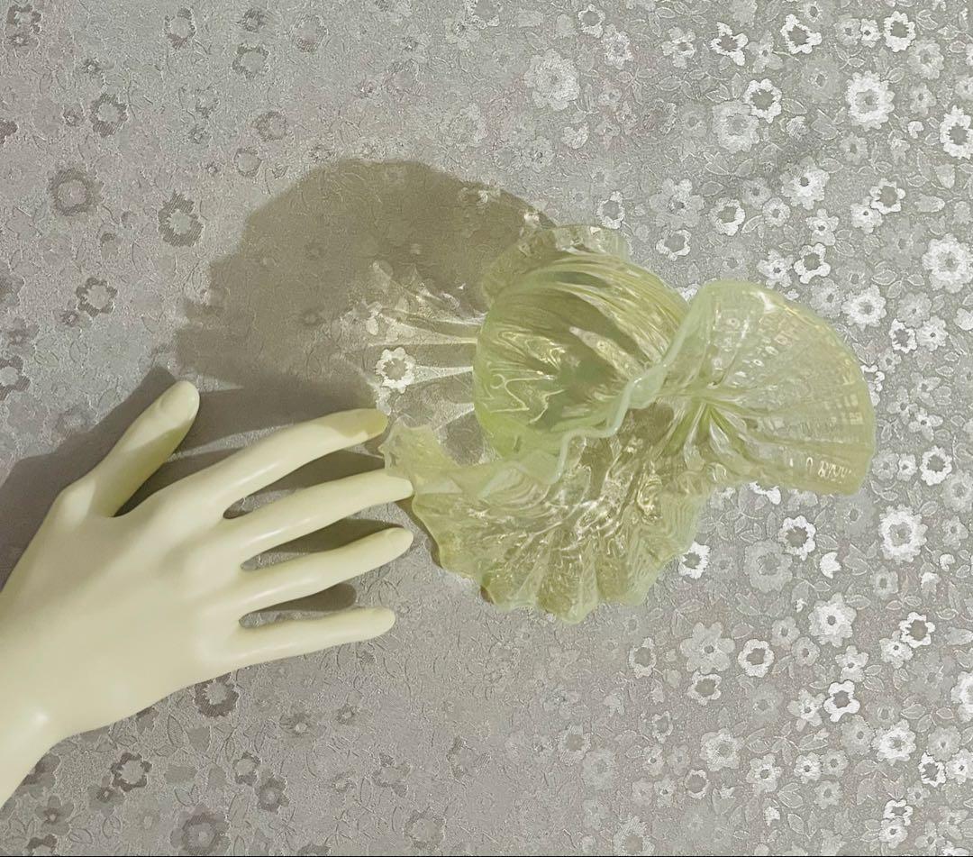 アンティーク　ガラスシェード　ペンダントライト　フリル　コード・電球セット♪