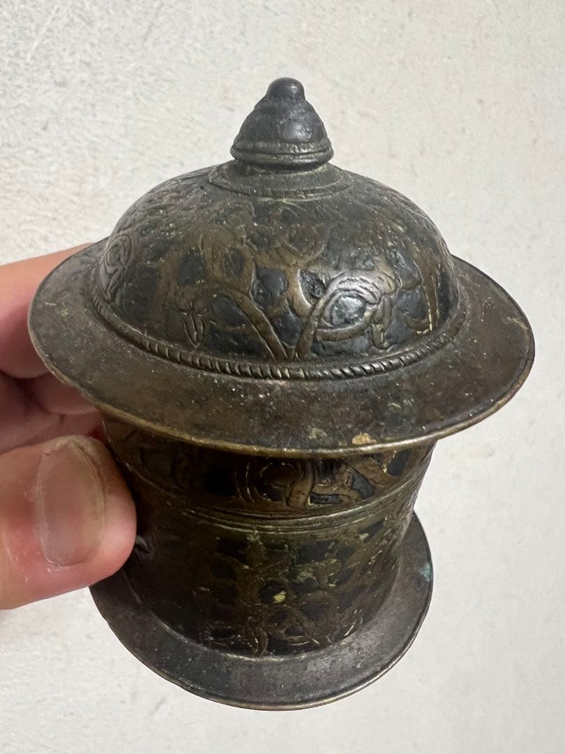 中国 密教法具 抹香 塗香用具 香筒 経筒 佐波理 仏像 仏教美術 骨董 古美術