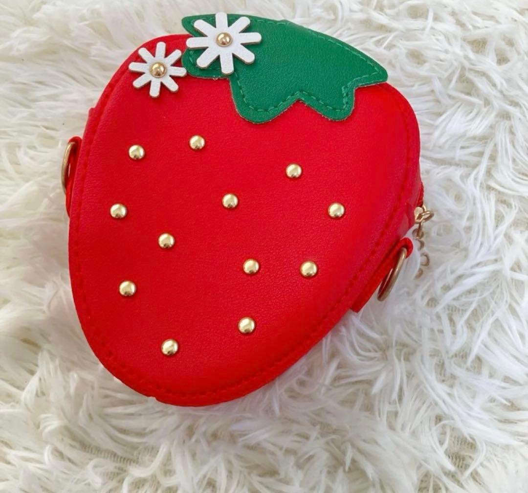 いちごポシェット ポーチ鞄 斜め掛け 子供 ショルダー バッグ 赤レッド