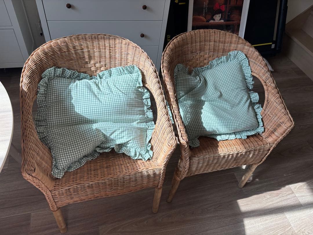 ラタン アームチェア 2脚セット ikea agen