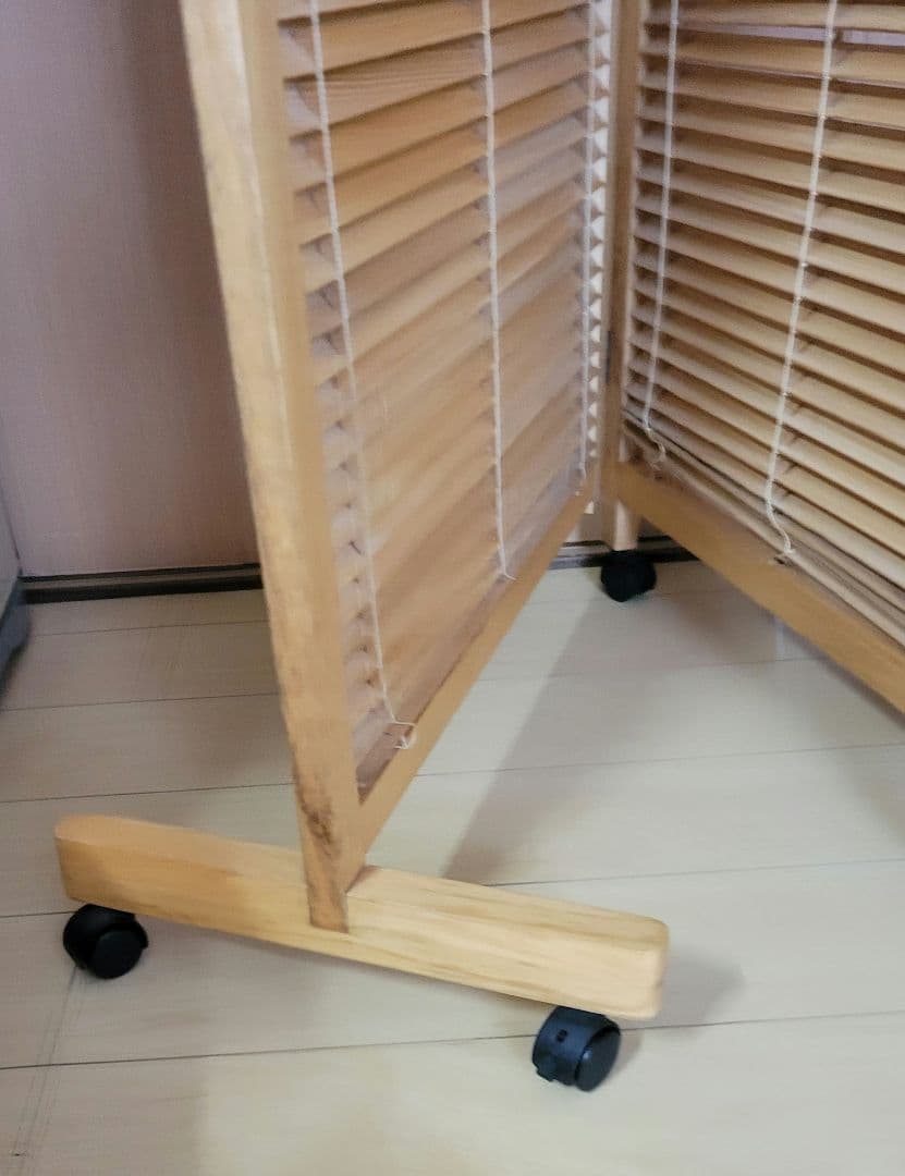 パーテーション　3連　キャスター　 高さ165cm 　木目