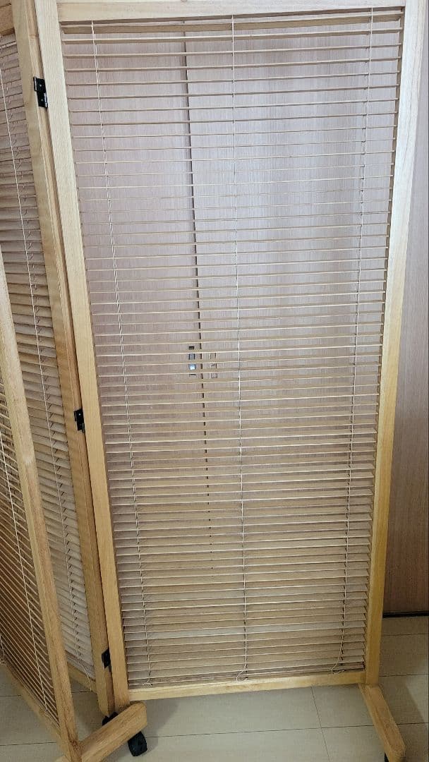 パーテーション　3連　キャスター　 高さ165cm 　木目