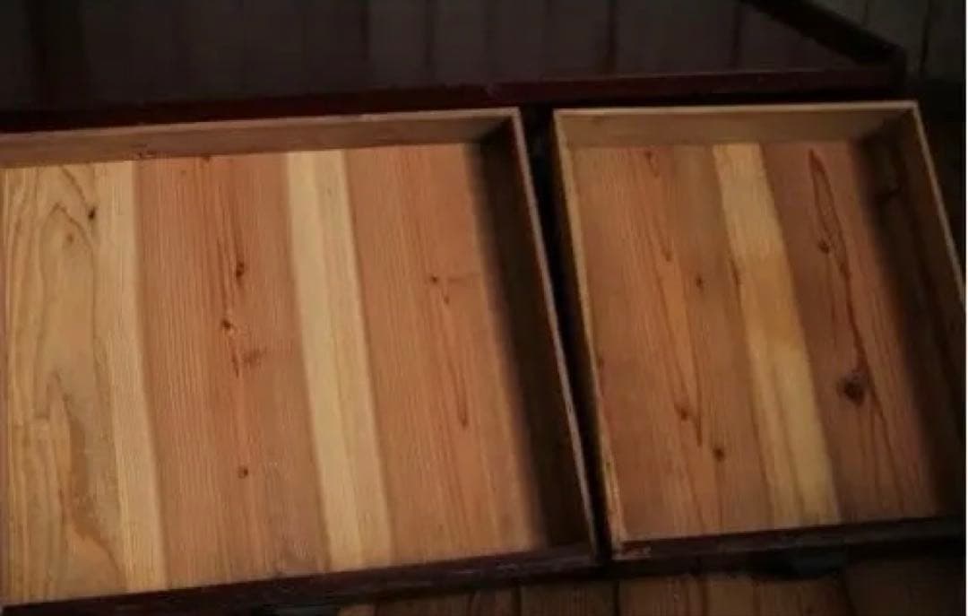 古い木製の机　引き出し8杯　両袖文机　古家具　時代家具