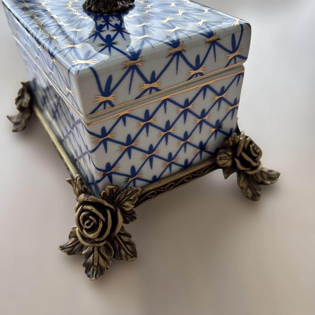 2個セット】インテリア雑貨 シノワズリ ボックス 鳥 陶器 小物入