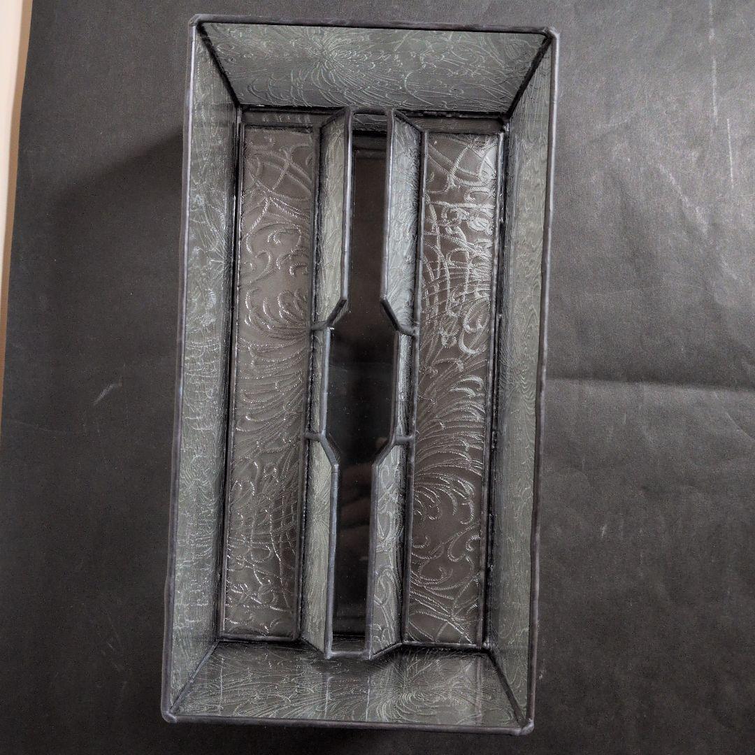 菊模様　レア　希少　ペーパータオルケース　ティッシュケース　昭和型板ガラス　昭和