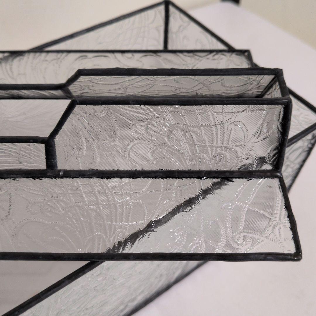 菊模様　レア　希少　ペーパータオルケース　ティッシュケース　昭和型板ガラス　昭和