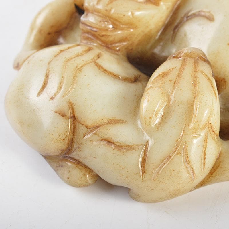 中国 玉石彫刻 犬刻 根付 紙鎮 置物 C R7131E - メルカリ