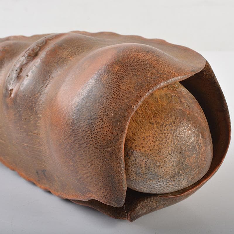 中国　古竹彫刻　豆　如意　置物　在銘　M　R6593E