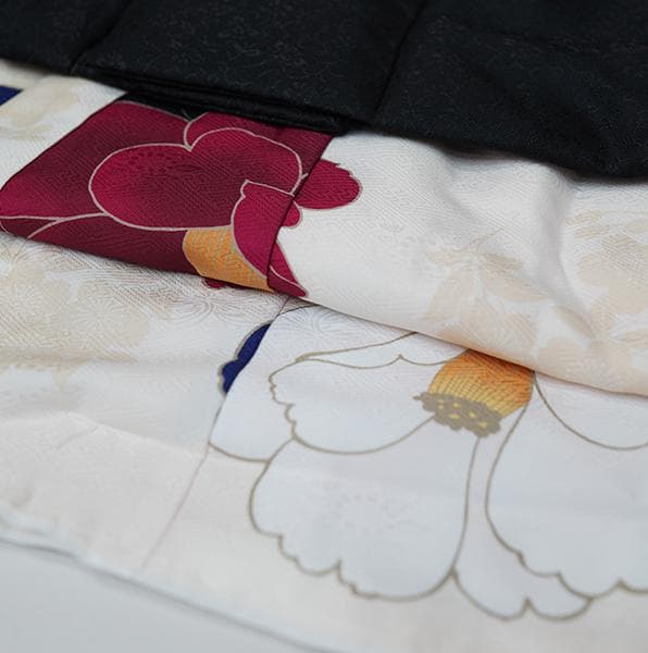 七五三 三歳 女児 被布コート 着物 長襦袢 3点セット 黒色×アイボリー 祝着