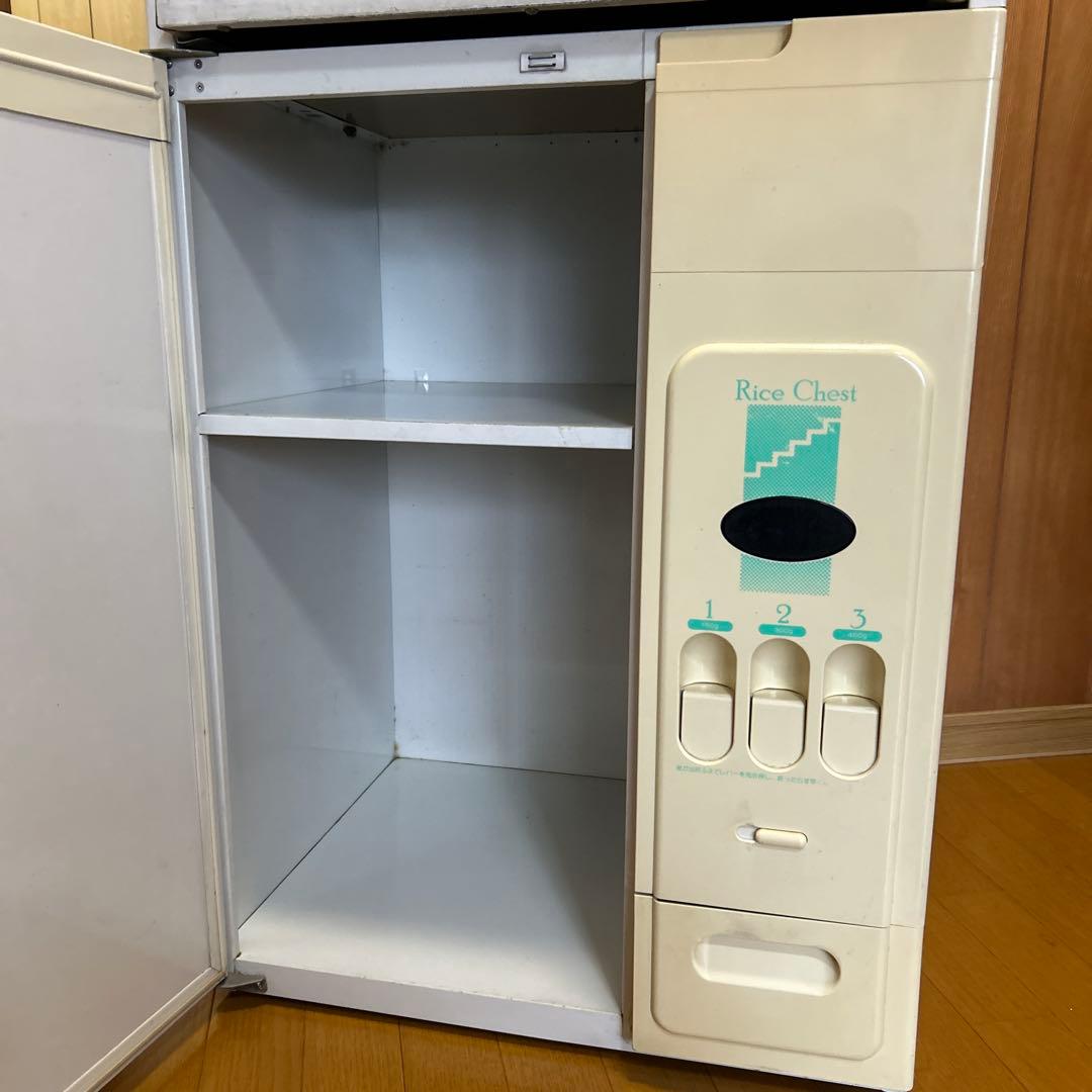 ［組立済］米びつ付きレンジ台　オーブンレンジや炊飯器置きスペース、大収納庫付き