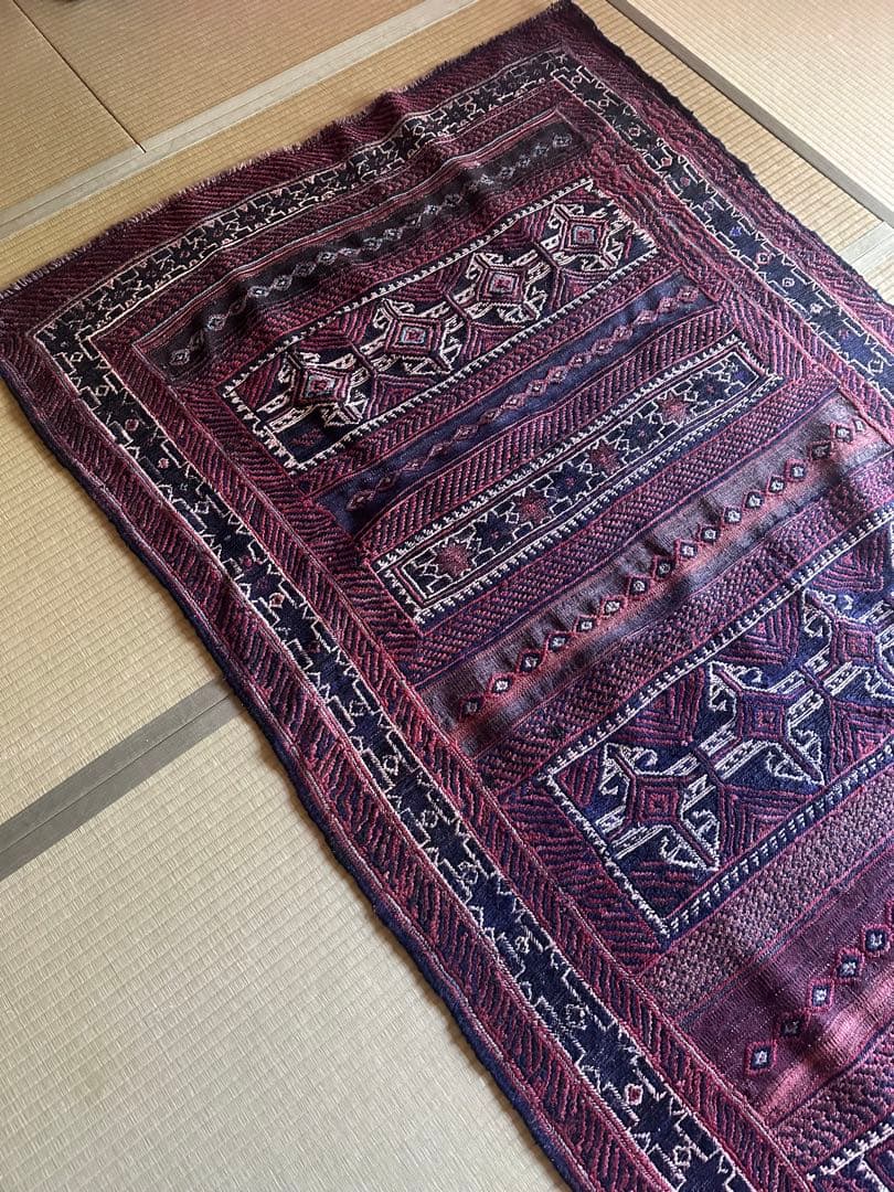 値下げ　年代もの手織り キリム　ヴィンテージ ラグ