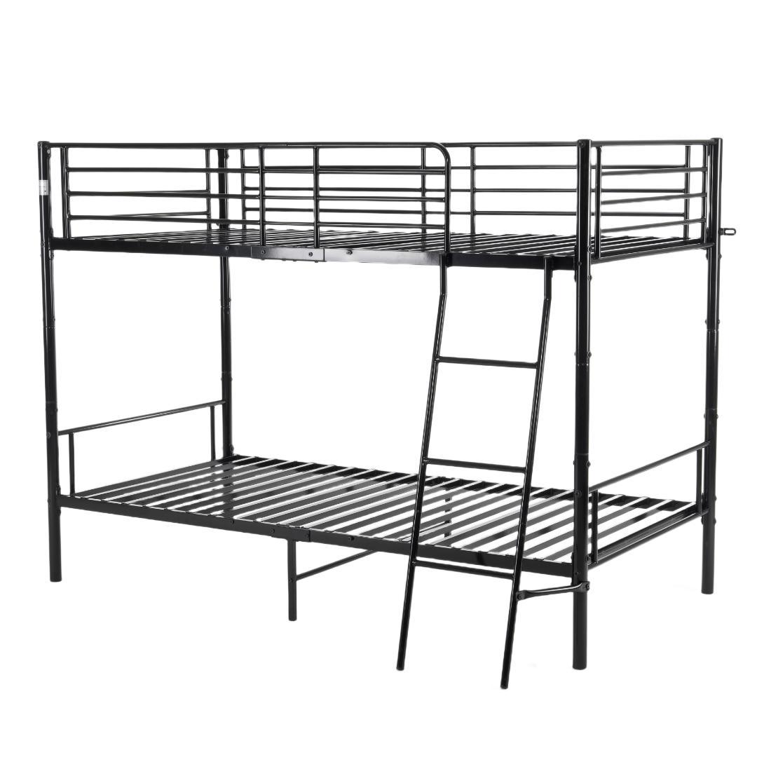 ロフトベッド シングルベッド パイプ 耐震 頑丈フレーム 大人ベッド【ブラック】
