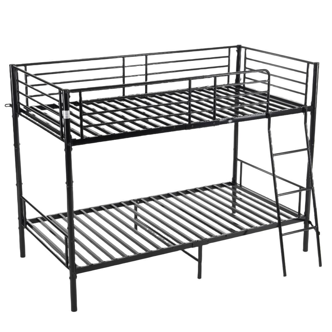 ロフトベッド シングルベッド パイプ 耐震 頑丈フレーム 大人ベッド【ブラック】