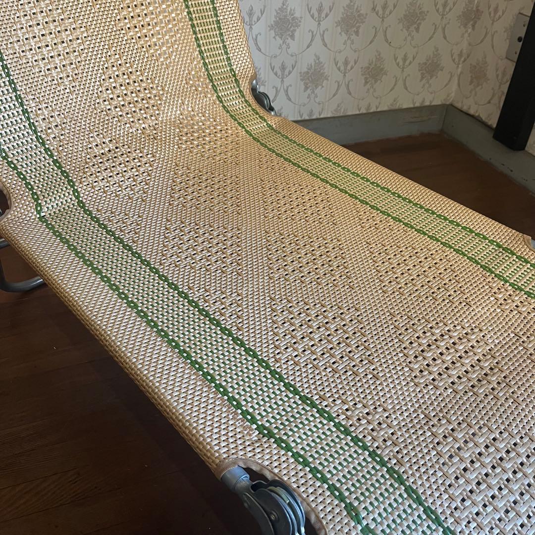 【アンティーク】昭和レトロ 籐 ラタンビーチチェア サマーベッド リクライニング