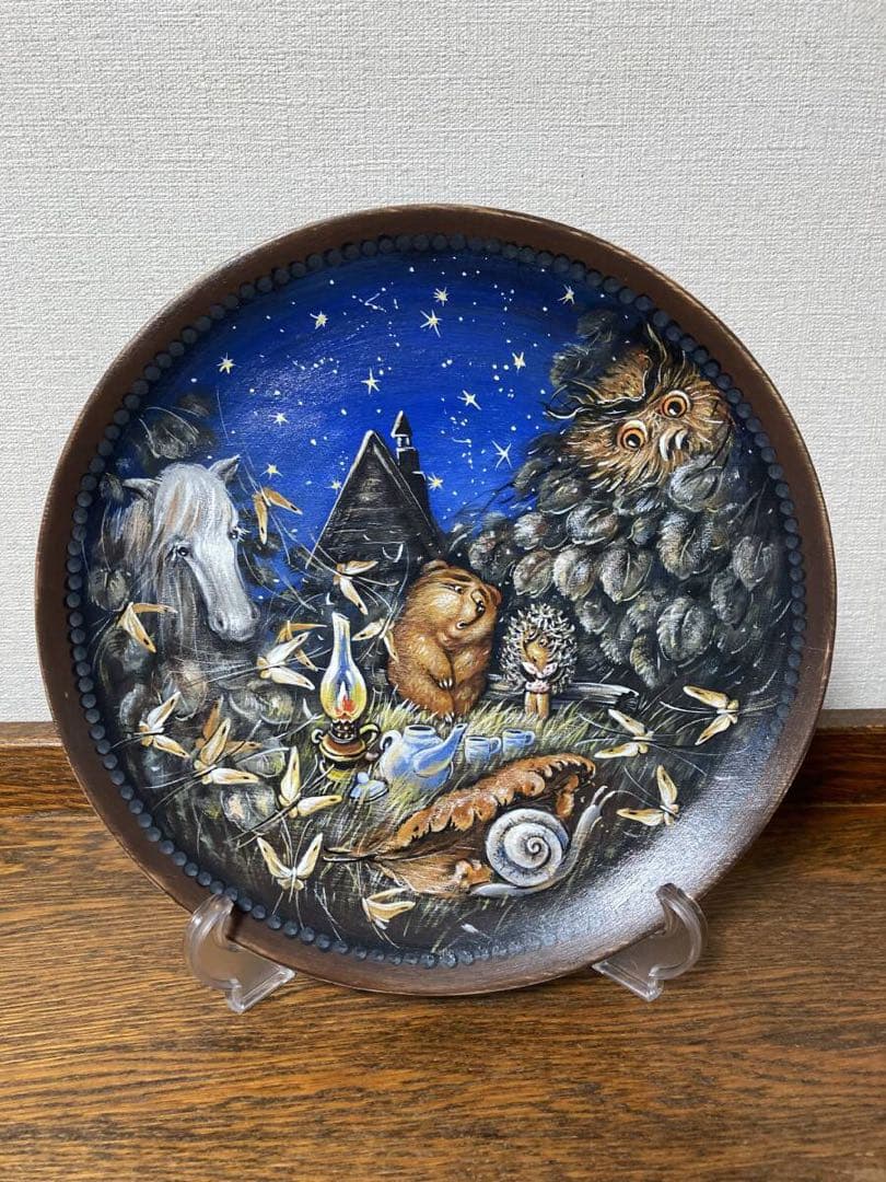 ロシア雑貨☆『霧の中のハリネズミ』木製トレー　壁掛け飾り マトリョーシカ