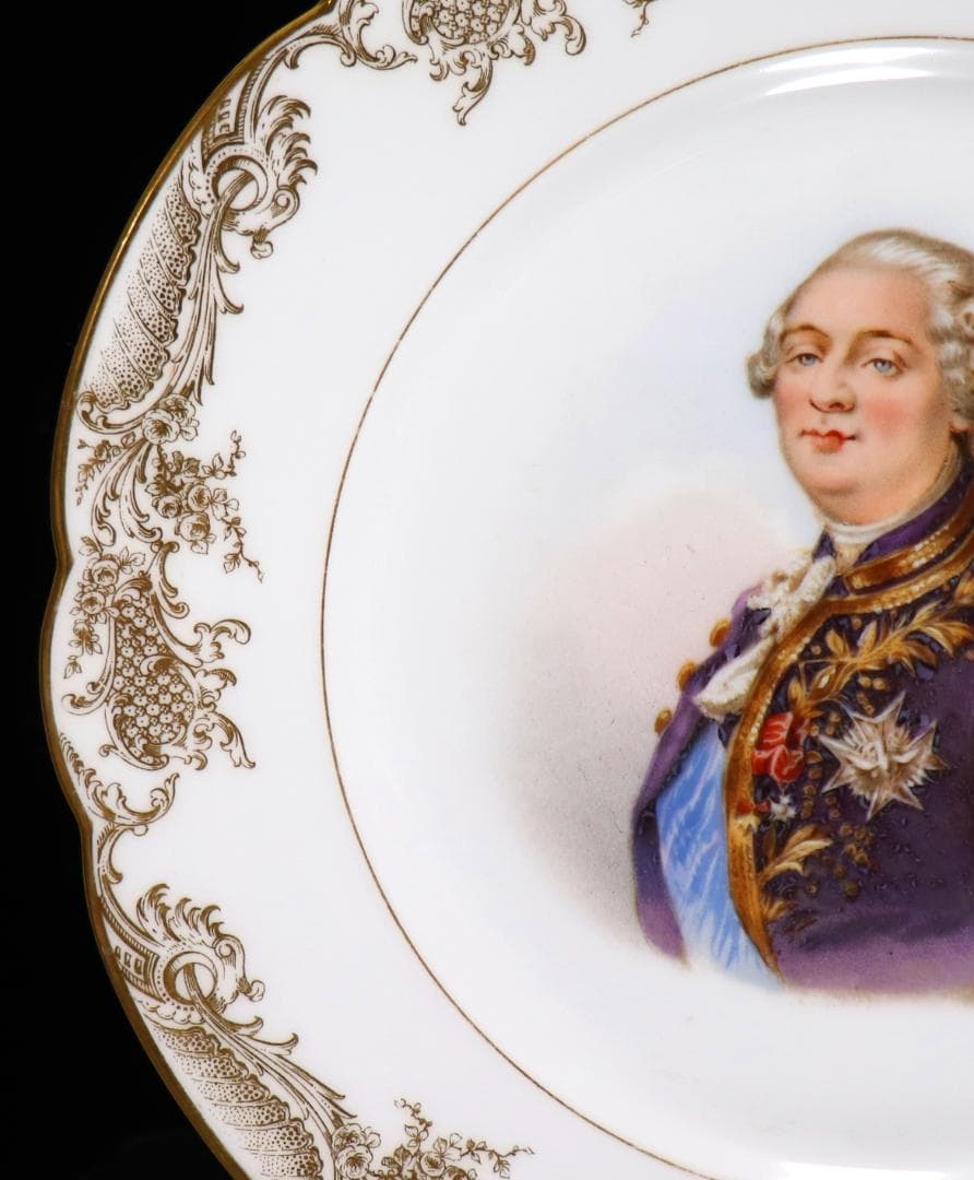 オールド・セーブル 1846年製 金彩 大型 24cm ルイ16世 飾り皿