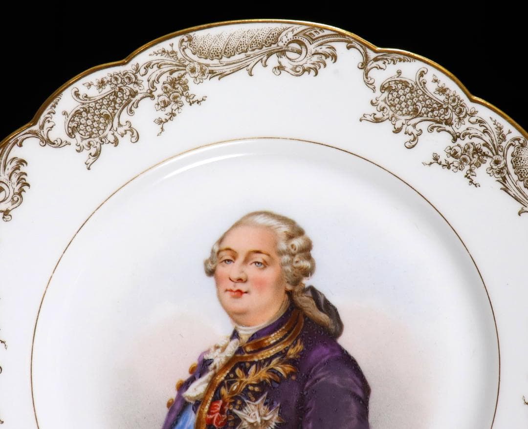 オールド・セーブル 1846年製 金彩 大型 24cm ルイ16世 飾り皿