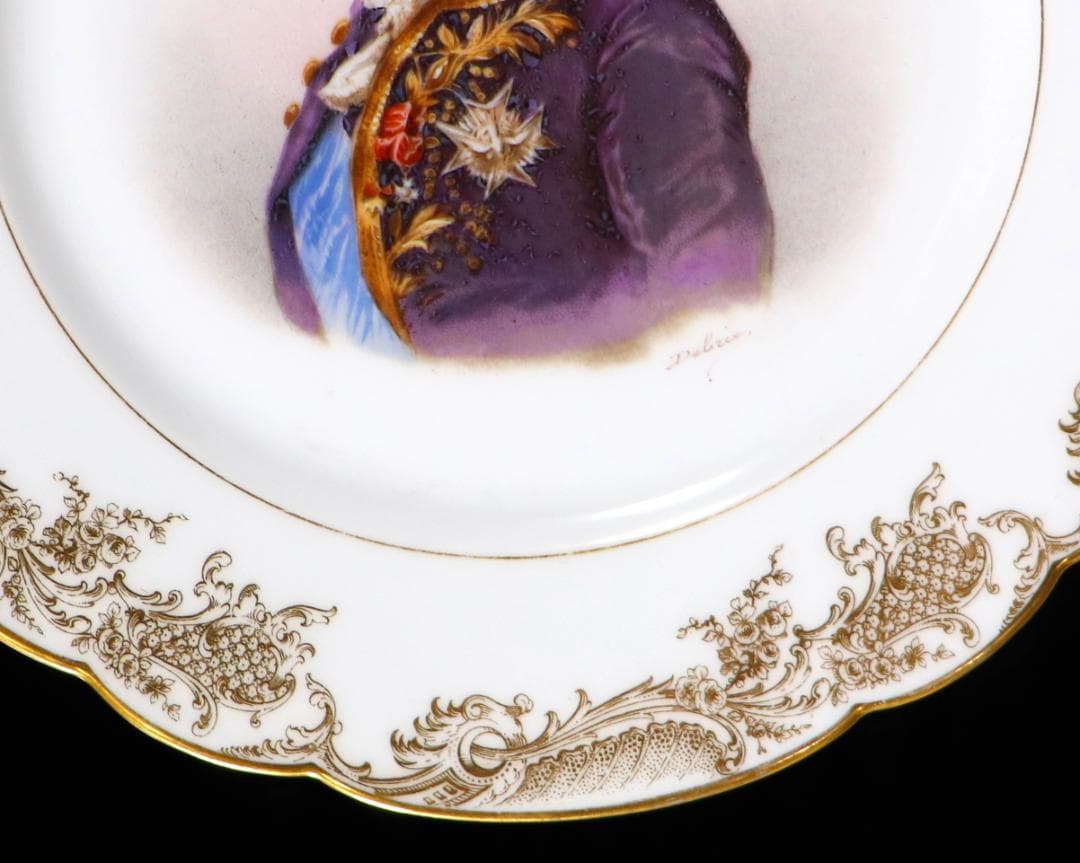 オールド・セーブル 1846年製 金彩 大型 24cm ルイ16世 飾り皿