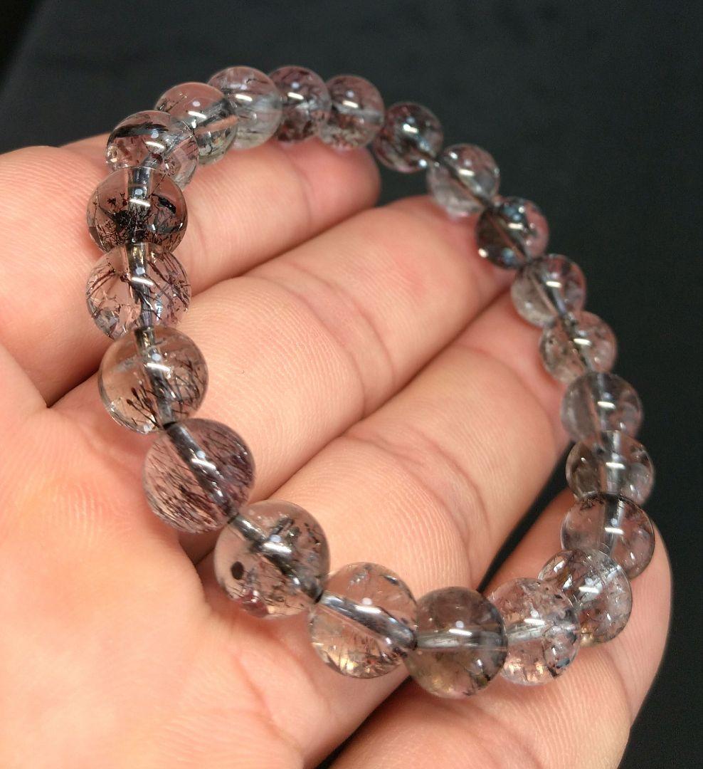 【良質,小粒】ブラックスーパーセブン　８㎜　ブレスレット　美品　希少　透明　雲母