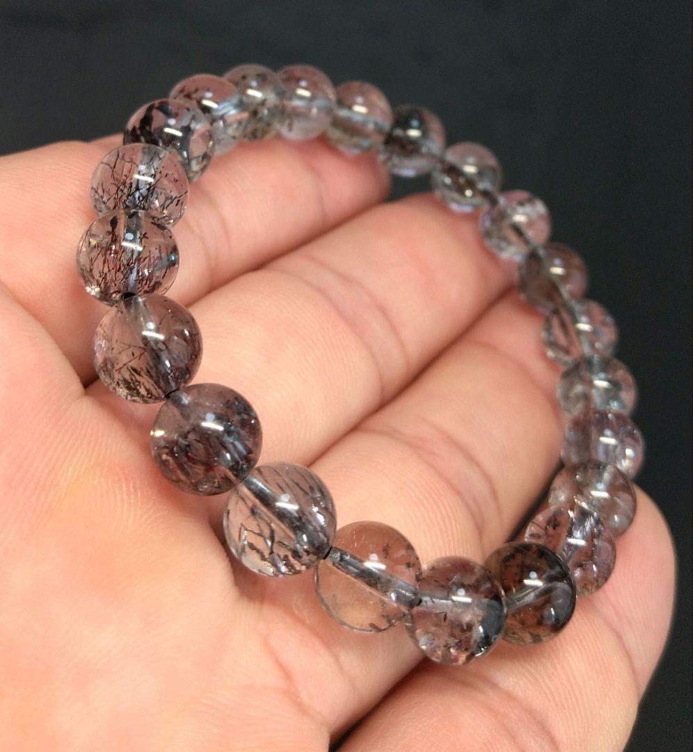 【良質,小粒】ブラックスーパーセブン　８㎜　ブレスレット　美品　希少　透明　雲母